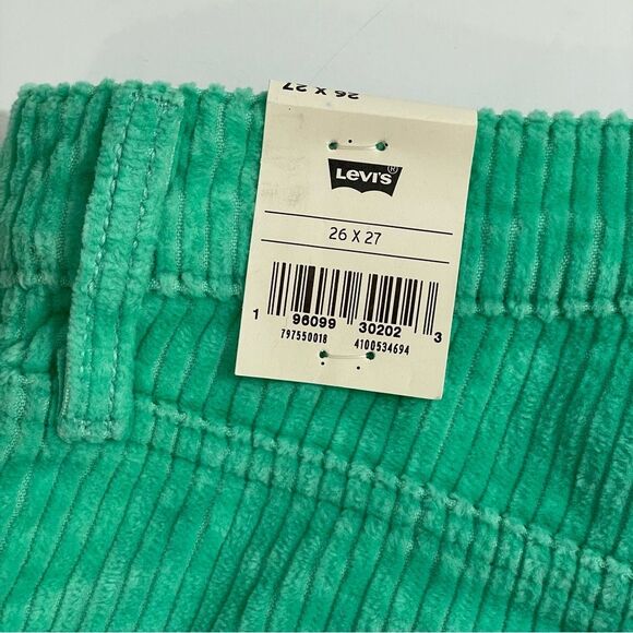NWT Levi's 26 x 27 Ribcage Straight Ankle Premium Corduroy Pants Electric Green - Picture 6 of 10